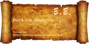 Berkics Beatrix névjegykártya